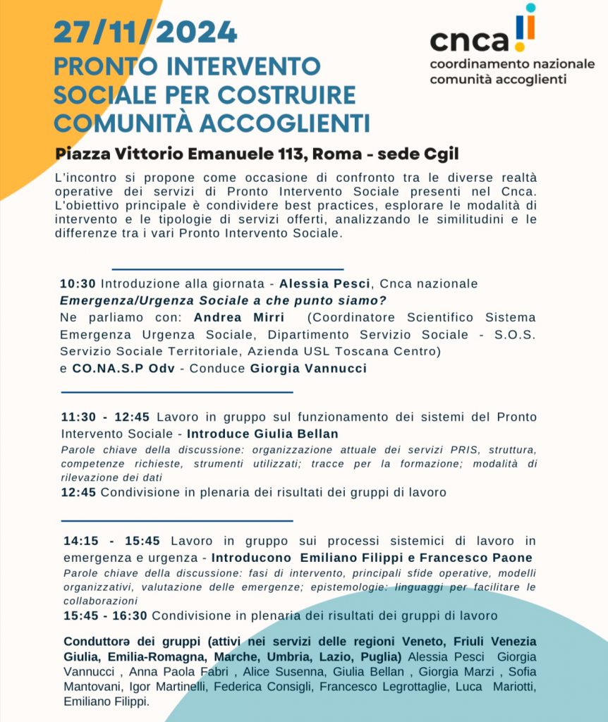 Pronto Intervento Sociale per costruire comunità accoglienti